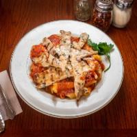 Penne Ala Vodka with Chicken · Served with bread and butter.