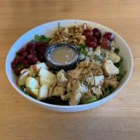 Fall Harvest Salad  · Romaine, organic spring mix, organic baby spinach, roasted chicken, red grapes, crisp apples...