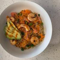 Seoul Bowl  · Brown Rice, Quinoa, Sauteed Shrimp, Carrots, Avocado, Green Onions, Pickled Ginger, Sesame S...