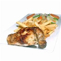 1/4 Pollo con Acompanantes · 1/4 chicken served with your choice of two sides.