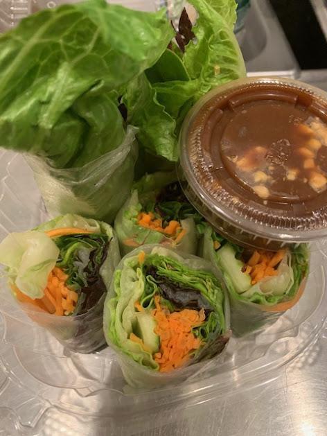 Summer Roll · Lettuce, carrot, cucumber, basil in soft rice paper wrap served with Hoisin sauce and peanut