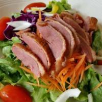 Crispy Duck Salad · Salad with chili, red onion,carrot, pineapple, cashew nut, scallion with spicy lime juice.