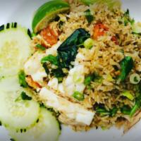 Green Curry Fried Rice · Green curry paste, basil, bell pepper, onion, bamboo shoot, string bean and egg.