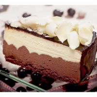 3 Chocolate mousse  · White and dark chocolate mousse on a sponge base, coated with a chocolate hazelnut glaze and...