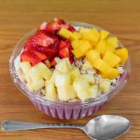 80. Tropical Acai Bowl · Acai blended with strawberry, banana, and vanilla yogurt, milk, or almond milk. Toppings, gr...