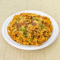 Bhel Puri · Mixture of puffed rice, tomatoes, onion, potatoes, papdi, sweet, spicy, garlic chutney, and ...