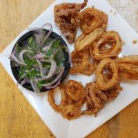 Calamari · Fried calamari with a house sauce.