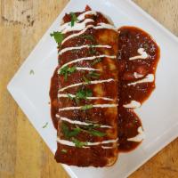 Shrimp Chipotle Burrito · sauteed shrimp in a spicy chipotle sauce. Large flour tortilla stuffed with rice and beans, ...