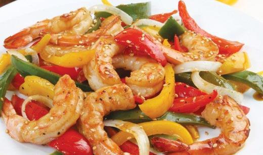 Snap Peas Shrimp  · Snap Peas Shrimp is a combination of slightly sweet and fresh from veggies, crispy, and sautéed with shrimp, comes with side of jasmine rice and chopped salad. 