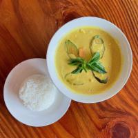 Thai Yellow Curry · Savory and salty curry enhanced by natural sweetness from onions, carrots, sweet yam, and eg...