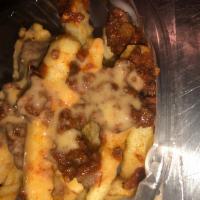 Chilli Cheese Fries · Crinkle Cut Fries with homemade chilli and cheese