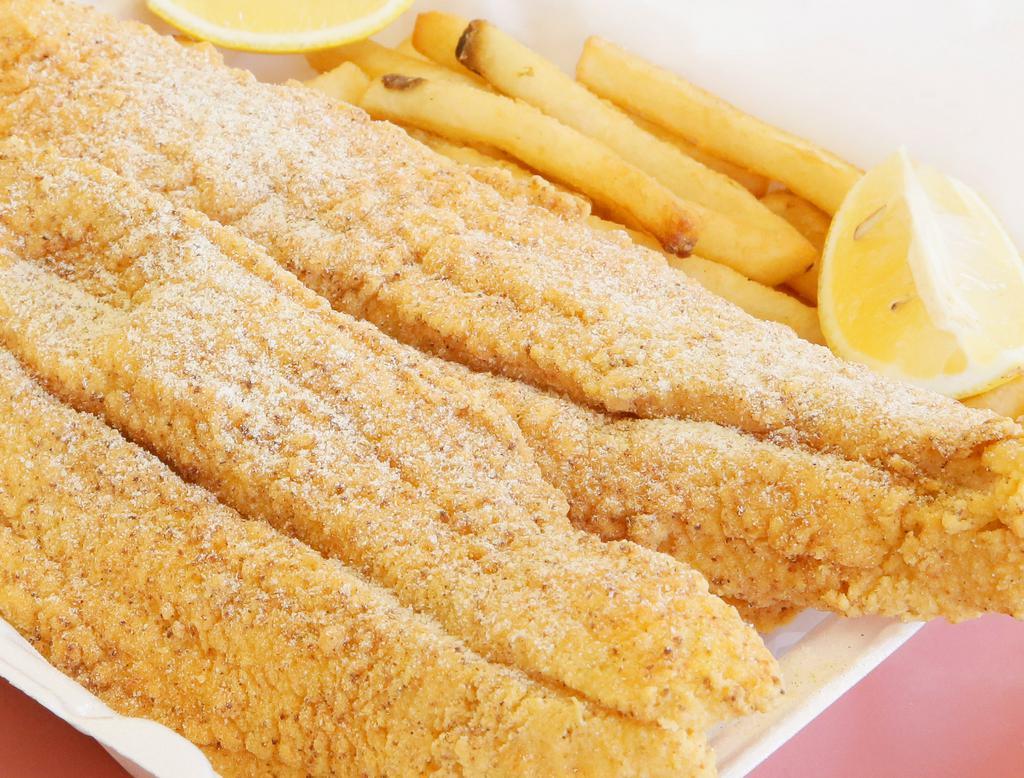 3 Pieces Catfish Fillet with Fries · 