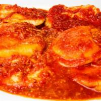 Cheese Ravioli · Stuffed with ricotta cheese, cream cheese, and mozzarella cheese with choice of sauce. Add p...