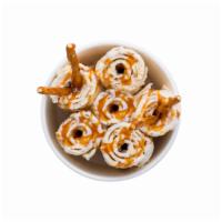#7. Salty Caramel Pretzel · Vanilla base, pretzels, sea salt and caramel sauce.