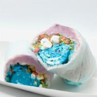 Cotton Candy Burrito · Cotton candy base, sprinkles, fruity pebbles, marshmallow and marshmallow sauce all wrapped ...