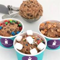 Cookie Dough · Chocolate chip cookie dough with unlimited toppings and sauces.