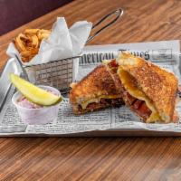 Obal's Grilled Cheese Sandwich · Mozzarella, pepper jack, cheddar, bacon jam, marinated tomatoes on grilled Texas toast.