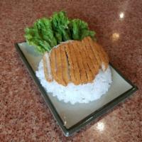 Chicken Katsu · Deep-fried chicken cutlet over rice. Served with teriyaki sauce.