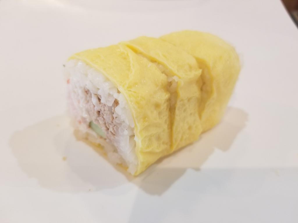 House Roll · 3 pieces. Crab salad, tuna salad, and cucumber in our housemade egg wrap.