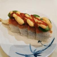 Red Dragon Roll  · 4 pieces. Crab salad, shrimp tempura, topped with spicy tuna, jalapeno slices, spicy mayo, a...