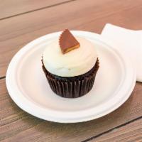 Peanut Butter Cup · Chocolate cake with peanut butter, buttercream frosting, and topped with a peanut butter cup.