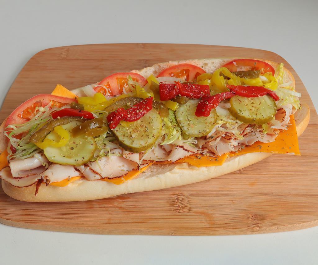 Homestyle Gourmet Turkey · Dietz and watson Homestyle Turkey Breast with your choice of spreads and toppings and cheese on Liscio's Roll or Sandwich Bread