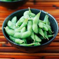 Edamame · Boiled young soy bean.