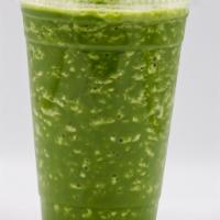 Kale & Spinach Smoothie · kale, spinach, low fat yagurt, ice