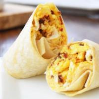 Healthy Request Breakfast Wrap · 2 eggs whites, turkey bacon on a whole wheat wrap.