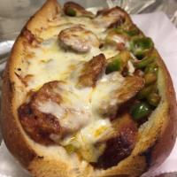 Sausage and Peppers Hero · Sausage, sautéed peppers and onions with mozzarella cheese 