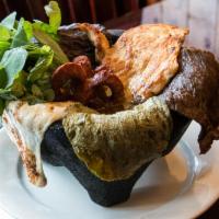 Molcajete Platillos · Grilled steak, grilled chicken, salted beef steak, sausage, cactus and grilled cheese. Serve...