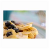 HOMEMADE FRENCH TOAST large  · warm brioche, banana, blueberries, almonds, maple syrup