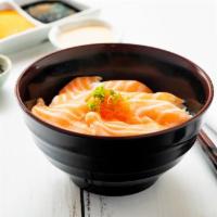 Salmon Lover Don · steam rice topped with salmon sashimi