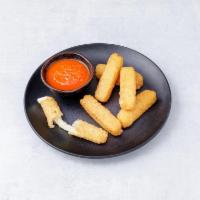 6 Piece Mozzarella Sticks · Mozzarella that has been coated and fried.