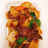 49. Beef Chow Fun · Stir fried vegetables and noodles.