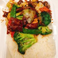 90. Beef with Garlic Sauce · Hot and spicy.