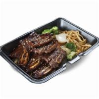  L.A Galbi · Fried rice with Korean style marinated beef short ribs with grilled veggies.