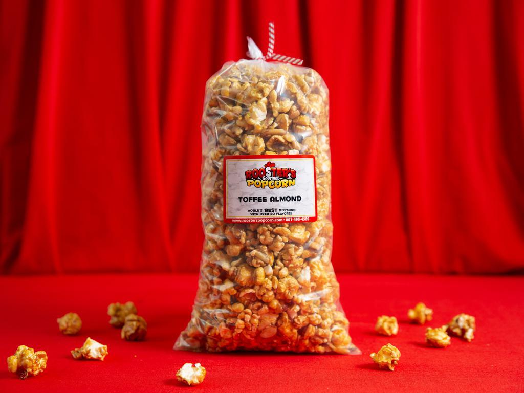 Toffee Almond Popcorn · Delicious, nutritious almonds and our premium pop tossed in our buttery-toffee flavored caramelized brown sugar coating a treat for the most discerning sweet tooth.
