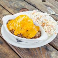 Shepard's Pie · Beef mince, carrots, onions, mash, gravy, cheddar. Served with house-made coleslaw.