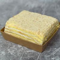 Napoleon cake piece 1,1 lb(17 Oz) · Thinly rolled puffed pastry (there are about 256 layers) with creamy vanilla custard between...