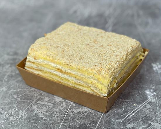 Napoleon cake piece 1,1 lb(17 Oz) · Thinly rolled puffed pastry (there are about 256 layers) with creamy vanilla custard between. Ingredients: butter, sugar, egg, flour, baked powder, salt, vanilla, cream, milk, wine vinegar. 