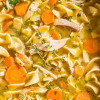 Chicken Noodle Soup · Savory chicken noodle soup with generous amounts of chicken and vegetables, just like grandm...