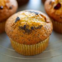 Lemon Poppy Seed Muffin · Small cake like muffin with poppy seeds