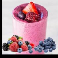 Yogo Berry Smoothie · Blackberry, raspberry, blueberry, strawberry, yogurt, birthday cake whey isolate protein.