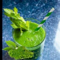 Thin Latte · Apple, celery, cucumber, kale, mint, ginger, spinach, latte matcha that stuff vegan protein,...