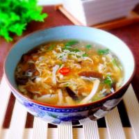 6. Hot & Sour Soup · Soup that is both spicy and sour, typically flavored with hot pepper and vinegar.