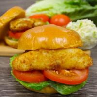 Classic Cod Fish Sandwich · This is our famous Potato Encrusted Cod on a fresh Brioche bun with lettuce, tomato and tart...