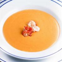 Lobster Bisque Soup · A rich, creamy puree made with main lobster meat and just the right touch of Sherry.
