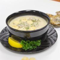 Homemade Oyster Stew Soup · (Pint) Creamy broth, tender oysters, just like you grew up on, but of course with the Captai...