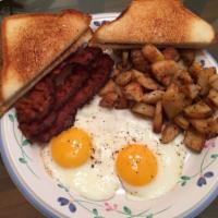 Bacon and Eggs Platter · Served with home fries or hash browns or French fries and toast